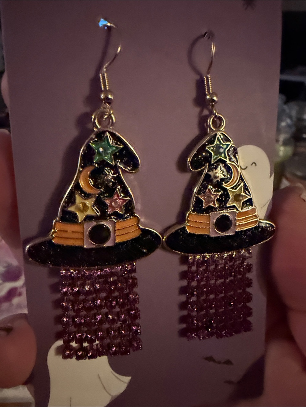 Limited Edition “I Am” Witch Hat Dangle Earrings - Black and Purple